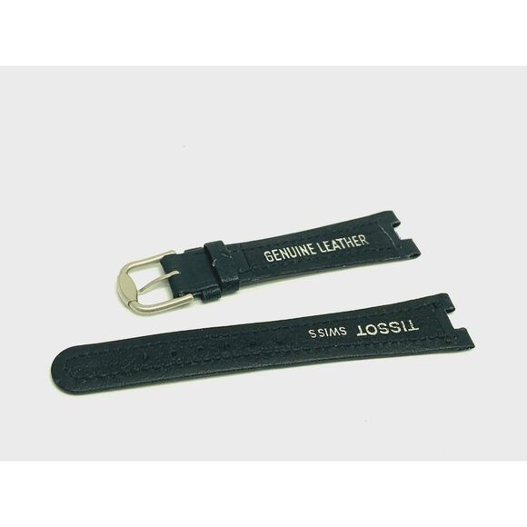 Tissot Watch Replacement Band Blue Leather 16mm Notched Strap Silver Steel Clasp - Picture 7 of 8